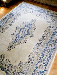 Hand Knotted KERMAN Ivory Wool Carpet 9' X 12'