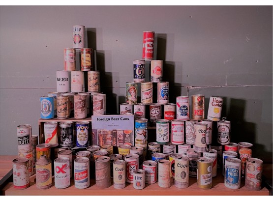 Lot Of Vintage Collectible Drained Empty Beer Cans And Beer Can Collecting Book