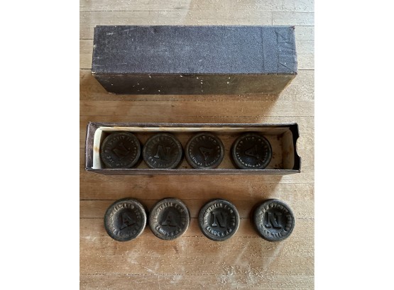 Antique Shuffleboard Pucks Set Of 8 In The Box