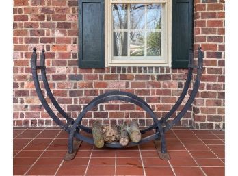 Woodhaven Crescent Firewood Rack With Logs