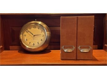 Vintage Westclox Big Ben Clock And 2 Leather File Holders