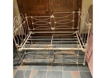 Antique Cast Iron Bed With Brass Accents