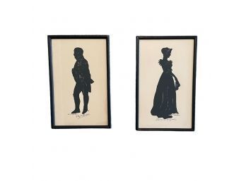 Pair Of Cut Paper Silhouettes By Beatrix Sherman Signed 10 X 6.5