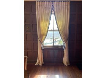 2 Panels Set Of Ivory/cream Elegant Drapes Made Of Silk And Lined W/cotton Blackout Thermal  112 Inch L