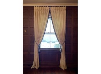 2 Panels Set Of Ivory/cream Elegant Drapes Made Of Silk And Lined W/cotton Blackout Thermal  112 Inch L