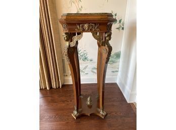 Stunning French Empire Style Mahogany Bronze And Marble Top Pedestal/Stand