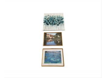 Beautiful Canvas Wall Decor 31.5' X 31.5'  And Two Beautiful Framed Prints - One Of Them Signed Eric Michaels