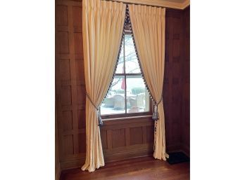 2 Panels Set Of Ivory/cream Elegant Drapes Made Of Silk And Lined W/cotton Blackout Thermal  112 Inch L