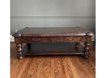 Very Cool Antique Walnut And Pine Cocktail Coffee Table With Drawers On Both Sides