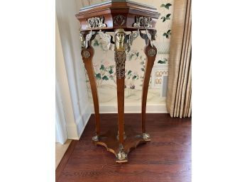 Stunning French Empire Style Mahogany Bronze And Marble Top Pedestal/Stand  #19