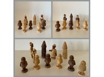 African Hand Carved Wood Figural Chess Pieces 26 Carved In Nigeria