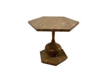 1960s Italian Hollywood Regency Marble And Brass Heavy Table #26