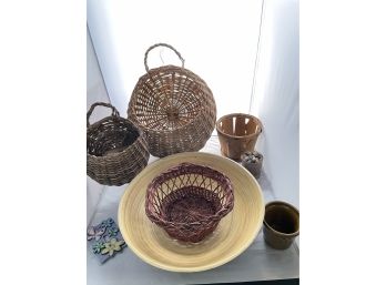 Baskets And Wooden Bowl