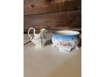 Antique Victoria Dish Bowl And Antique Creamer