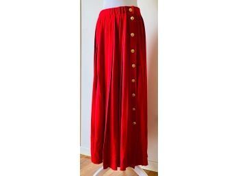 Brand New Made In France Vintage Red Chanel Long Skirt With Buttons With Original Tags Size 44   'L'