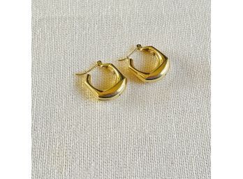 14K Yellow Gold Puffed Hoop Earrings 6 GR  #230  'L'