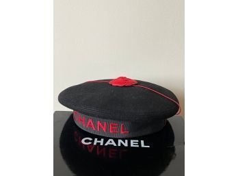 Brand New Chic Chanel Black Beret With Red Camelia Made In France With Original Tags (without The Box)