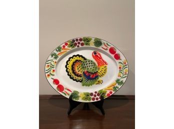 Vintage Enamel Metal Oval Turkey Platter #18