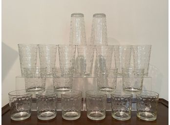 19 Piece Of Square Pattern Old Fashined Tumblers And Glasses  #23