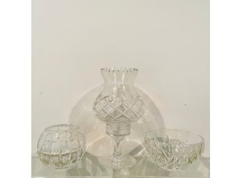 Cut Glass Lead Crystal Bowls And Candle Holder #30