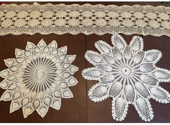 Large Crochet Lace Doilies And Table Runner #42