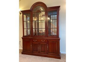 Pennsylvania House Solid Cherry Wood 2 Piece China Cabinet W/Drawers, Lighted Curio Display Top #45