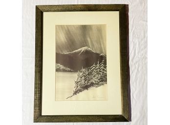 26.6 X 20.5 Vintage Framed Pencil Drawing Artist Signed #205   'L'