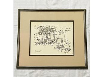 15 X 17 Beautifuly Framed Artist Signed Pencil Drawing #220  'L'