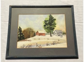 13.5 X 17 Vintage Framed Watercolor Painting Artist Signed #223  'L'