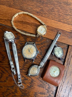 Small Collection Of Working Wind Up Watches & Parts - Older, Well-worn - Timex, Caravelle, Orvin, Mepa, AXA