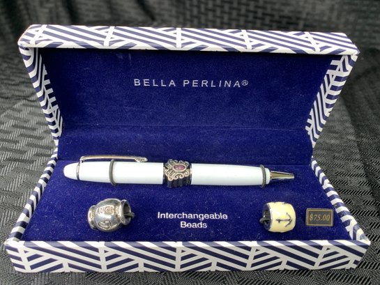 Bella Perlina Pen With Interchangeable Beads, Laugh, Anchor, Butterfly, In Box, NIB