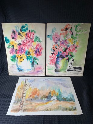 Collection Of Beautiful Watercolor Paintings, Artist Unknown, 14.5 X 11 Inches
