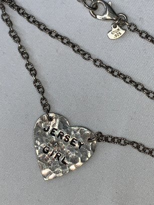 Sweet Necklace And Sterling Silver Jersey Girl  Hammered Heart Pendant With Small Stone GK Designs , 925
