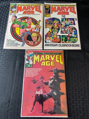 Vintage Marvel Age Comic Books, Number 26, 28, 37, The Office Marvel News Magazines, Cover Price 35 Cents