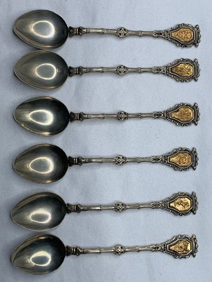 Collection Of Six (6) Italian Made Miniature Spoons With Gold Embellishment