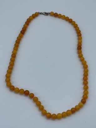 Natural Baltic Amber Polished Bead Strand Necklace With Sterling Silver Clasp, Butterscotch, 20 Inches, 15.2g