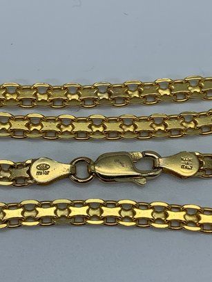 Gold Plated Sterling Silver Chain Link Necklace, Marked Milor 925, Made In Italy, 16 Inches, 10.4g