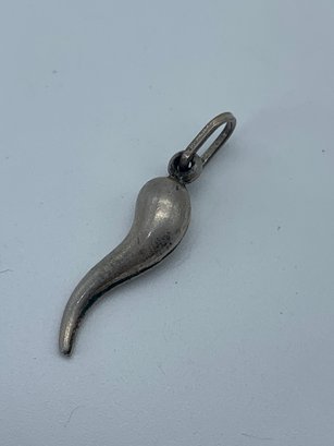 Italian Horn Charm Marked 925 On Soldered Bale, Pendant Is 1 Inch
