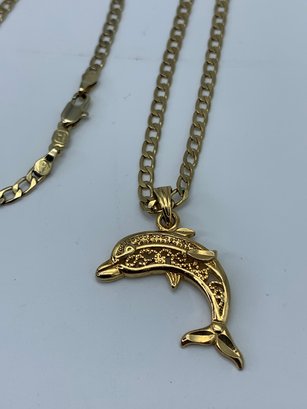Xuping Fashion Gold Toned Necklace With Dolphin Pendant, Chain Is 22 Inches