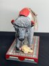 White Buffalo Sculpture With Soft Fringed Robe, Buffalo Skull, Handpainted - LE - No Label, Artist Mike Norton