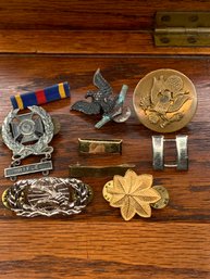Nice Collection Of Military Pins, Bars And Medals, Some Sterling Silver, Some Patina, Missing Some Pin Backs