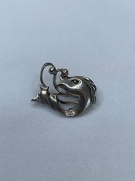 Silver Splashing Fish (Koi?) Pin/Brooch, Stamped Sterling