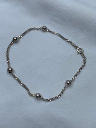 Spiral Helix Style Herringbone Sterling Silver Bracelet With Ball Accents, Made In Italy, Stamped 925 FA8