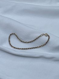 Signed Vintage USA Danecraft Vermeil Gold Over Sterling Silver Rope Chain Bracelet, Stamped 925 USA