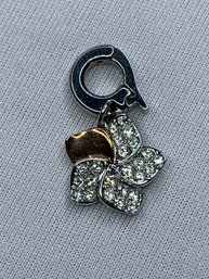 Swarovski Crystal Tropical Flower Charm With One Gold Toned Petal, Latching Clasp, For Charm Bracelet Or Chain
