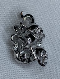 Flaming Skulls And Dice Solid Sterling Silver Pendant, Signed, Stamped 925
