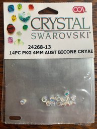 Packet Of Clear Swarovski Crystal Components - 14 Piece Package, Size 4mm - Made In Austria