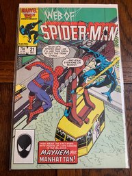 Marvel Comics - December 1986, Issue 21: Web Of SPIDER-MAN, The Enemy Unknown! Mayhem Over Manhattan!