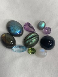 Mixed Collection Of Cut/polished Stones From Jewelry, Use For Craft, Repair, Collect, Create