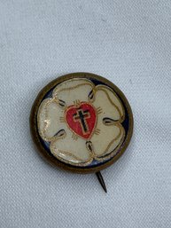 Antique Sunday School Lapel Pin, Paper In Button From The Lutheran Publication Society, Church Supply